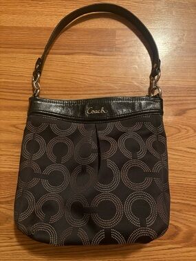 Coach Black Signature Circle Shoulder Bag